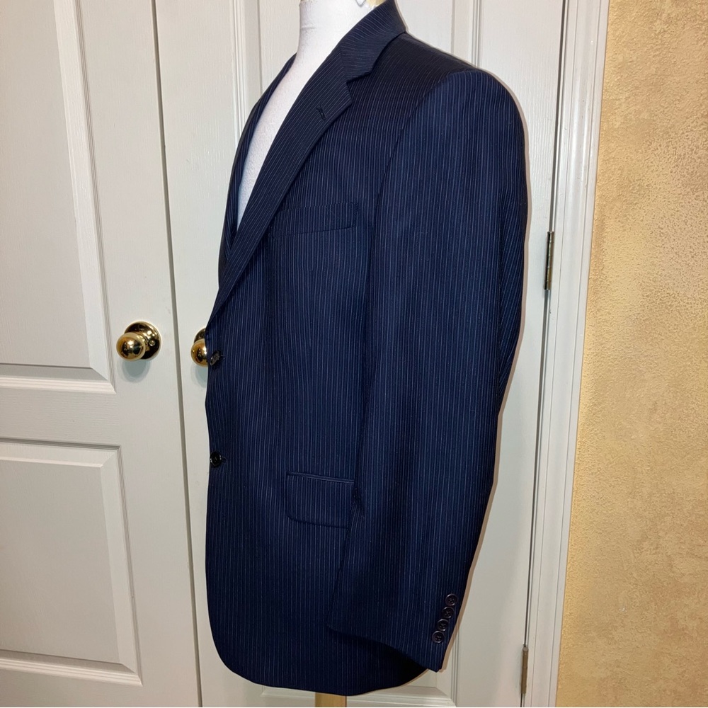 DANIEL CREMIEUX Blazer SUIT JACKET Loro Piana BLUE Pinstripe - Sz 40 R Excellent - Picture 10 of 14